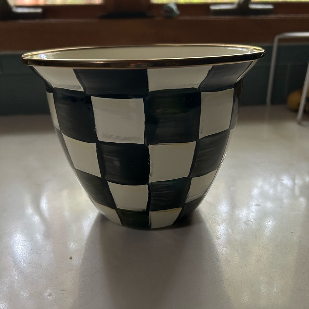 Mackenzie-Childs check flower pot